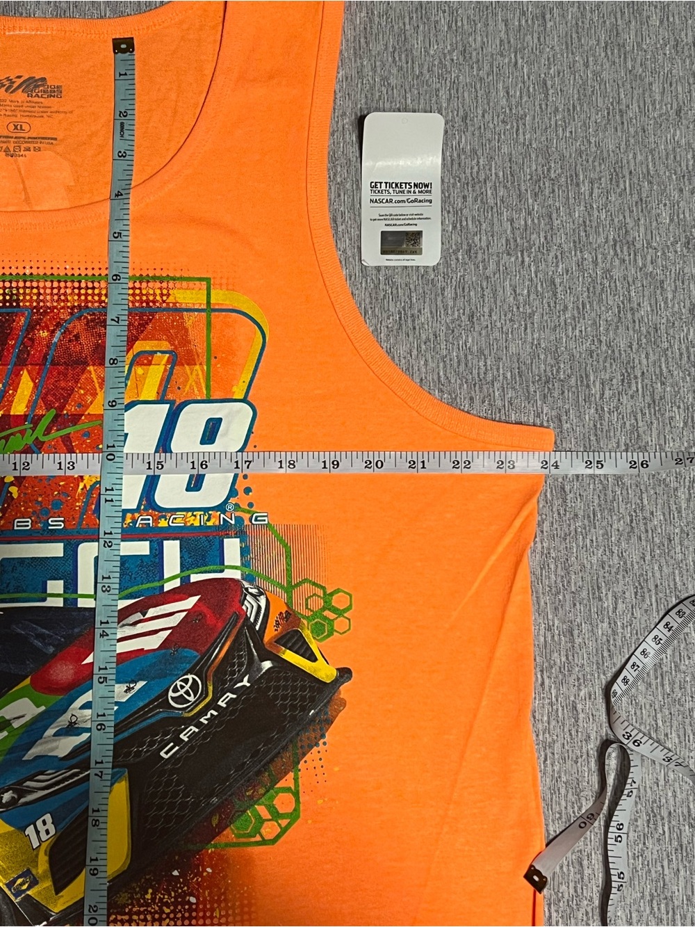 Kyle Busch #18 M&M Racing Nascar Neon Orange Graphic Tank Top - Picture 9 of 10